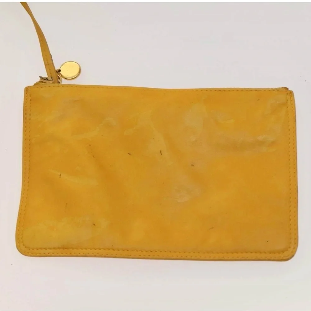 Authentic CHANEL yellow lambskin bucket bag with wallet pouch